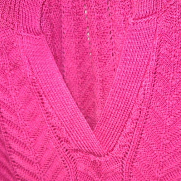 NWT Premise Fuchsia Pink Sleeveless Crochet Sweater & Scallop Bottom Y2K XL - Picture 7 of 9